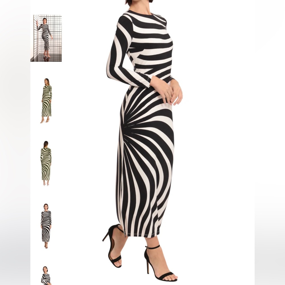 Lidia Stripe Long Sleeve Maxi Dress - Donna Morgan for Maggy